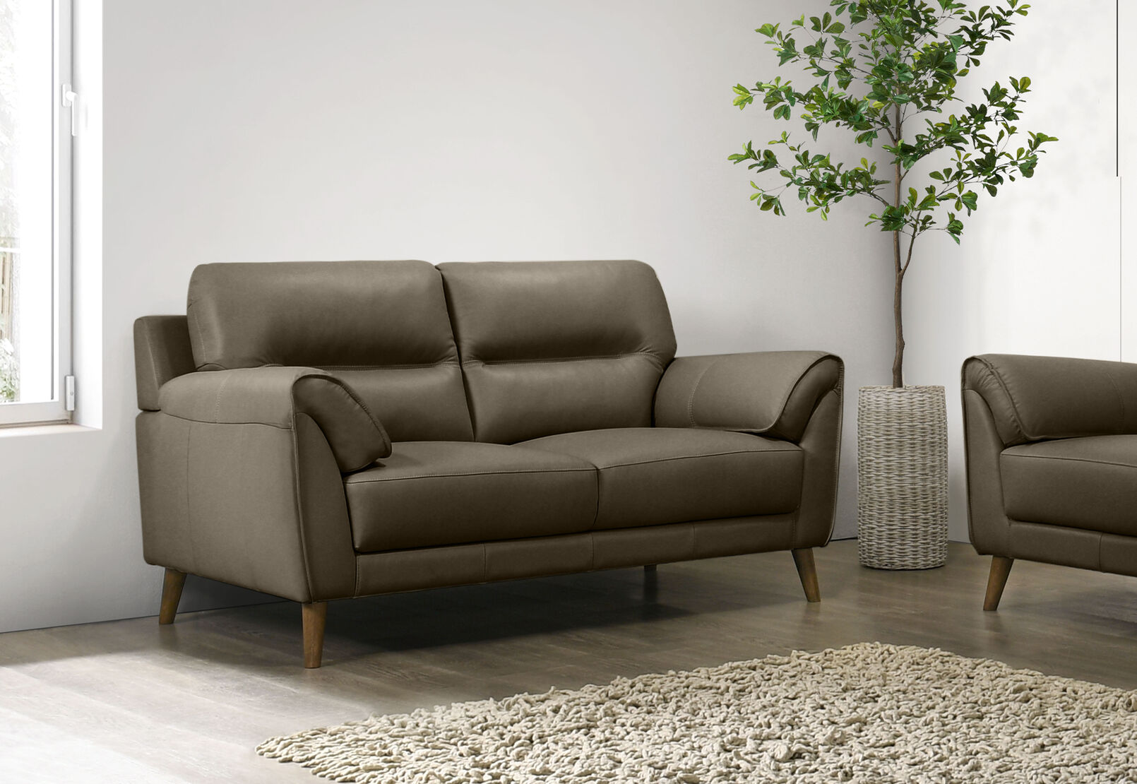 CARNABY LEATHER 2 SEATER SOFA 	OLIVE GREEN