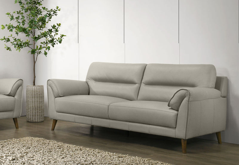 CARNABY LEATHER 3 SEATER SOFA 	LIGHT GREY