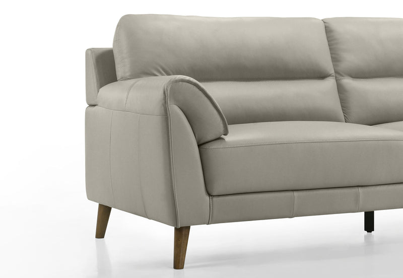 CARNABY LEATHER 3 SEATER SOFA 	LIGHT GREY