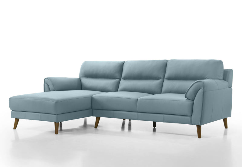 CARNABY LEATHER 3 SEAT LHF CHAISE BLUE