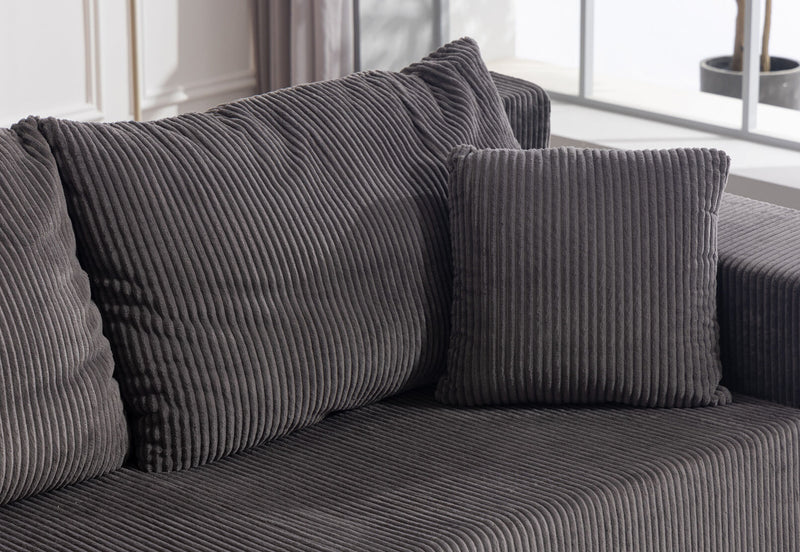 MORTON 3 SEAT SOFA WITH LHF CHAISE CHARCOAL