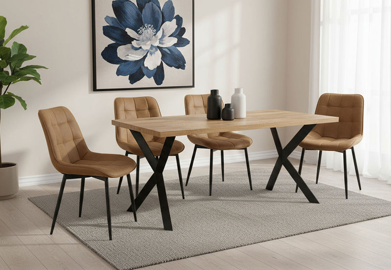 ARCADIAN SET OF 2 TAN DINING CHAIRS 	TAN