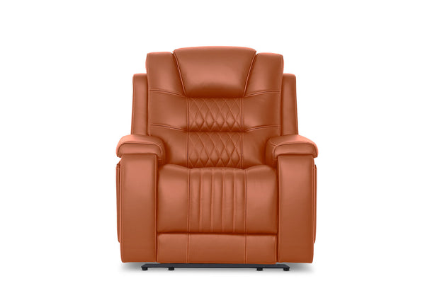 AGASSI LEATHER DUAL ELECTRIC RECLINER MID TAN