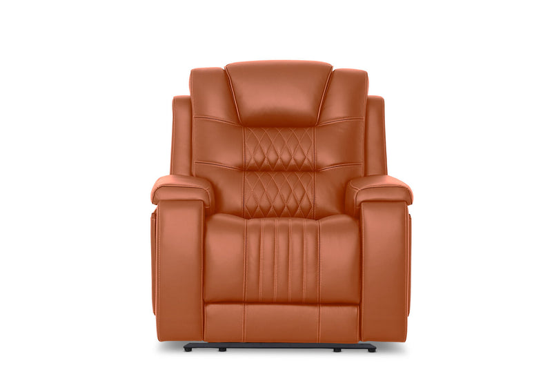 AGASSI LEATHER DUAL ELECTRIC RECLINER MID TAN