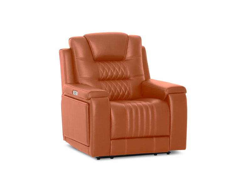 AGASSI LEATHER DUAL ELECTRIC RECLINER MID TAN
