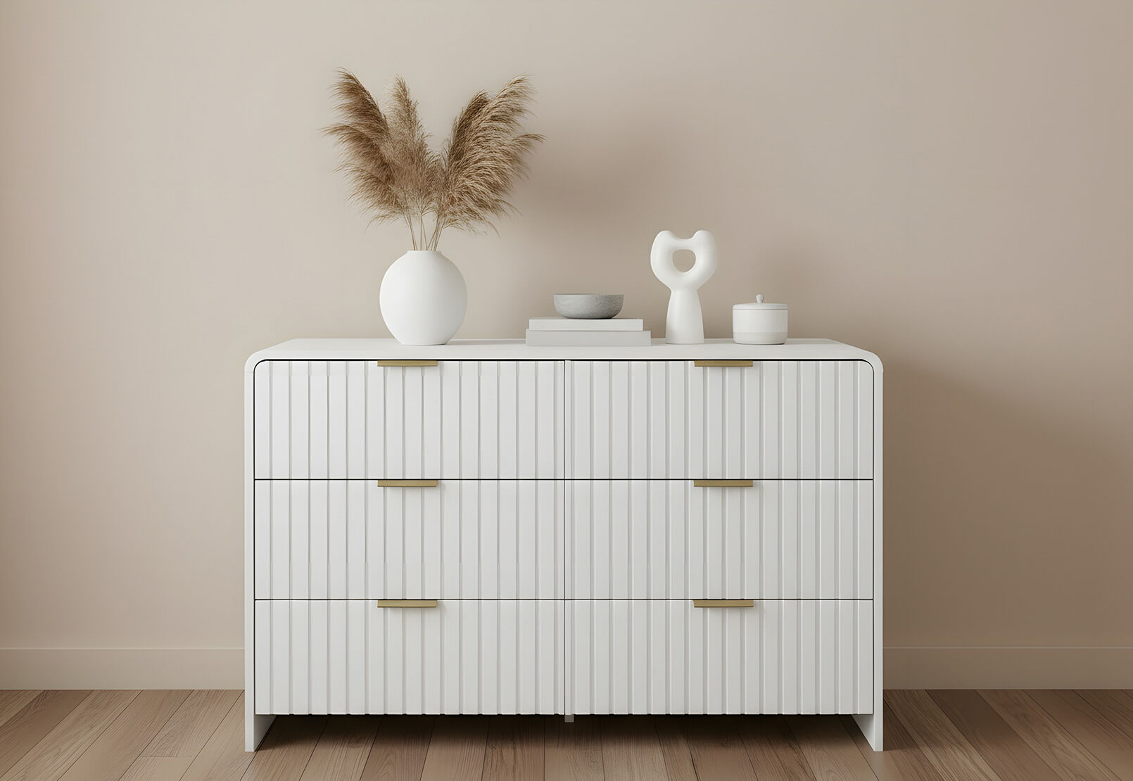 CARRARA 6 DRAWER DRESSER WHITE