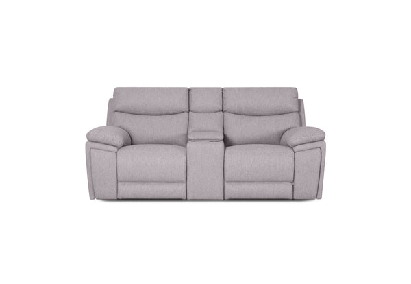 BRAVORA FABRIC 2 SEATER SOFA ELECTRIC RECLINER WITH CONSOLE LIGHT GREY