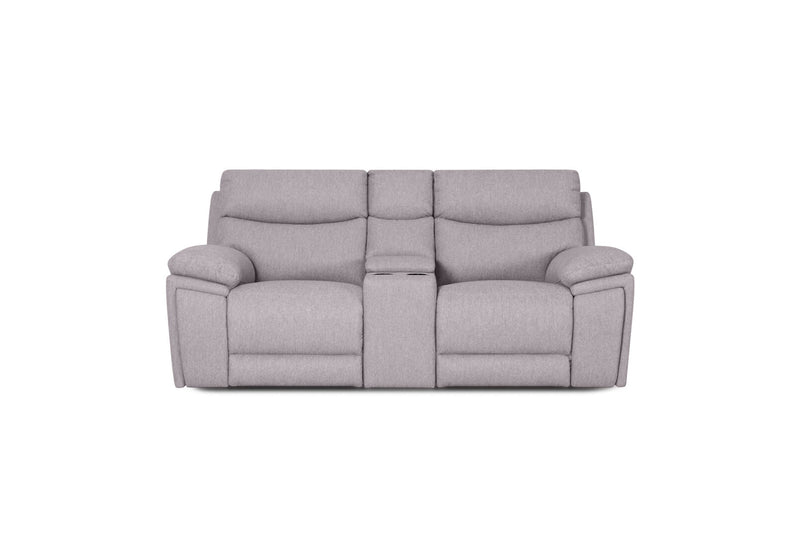 BRAVORA FABRIC 2 SEATER SOFA ELECTRIC RECLINER WITH CONSOLE LIGHT GREY