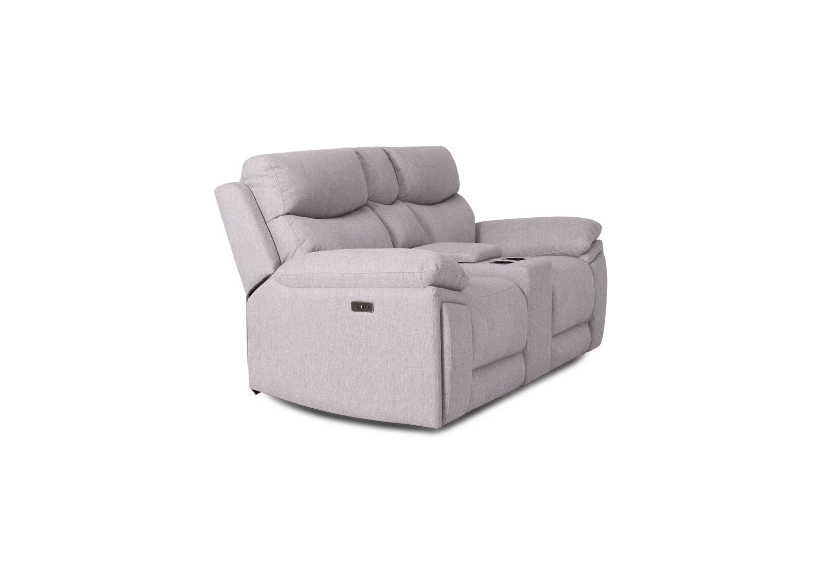 BRAVORA FABRIC 2 SEATER SOFA ELECTRIC RECLINER WITH CONSOLE LIGHT GREY