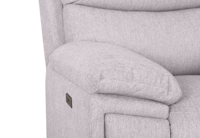 BRAVORA FABRIC 2 SEATER SOFA ELECTRIC RECLINER WITH CONSOLE LIGHT GREY