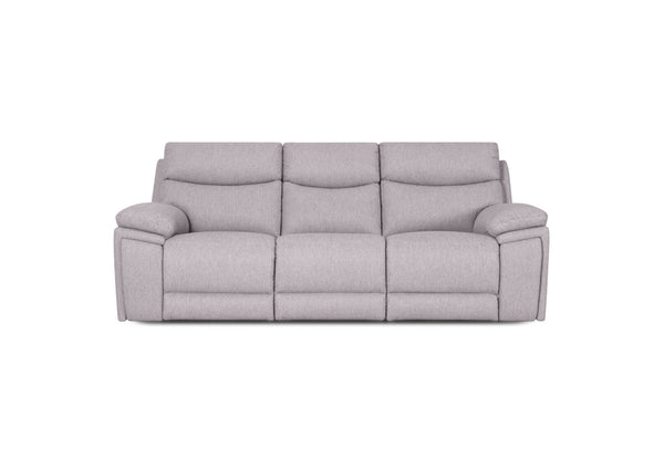 BRAVORA FABRIC 3 SEATER SOFA ELECTRIC RECLINER LIGHT GREY