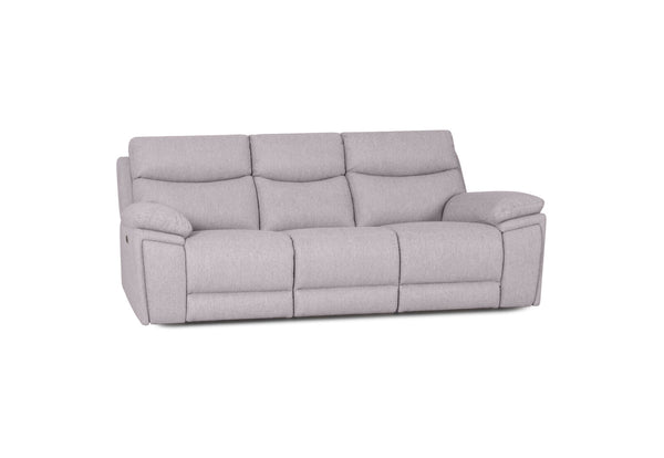 BRAVORA FABRIC 3 SEATER SOFA ELECTRIC RECLINER LIGHT GREY