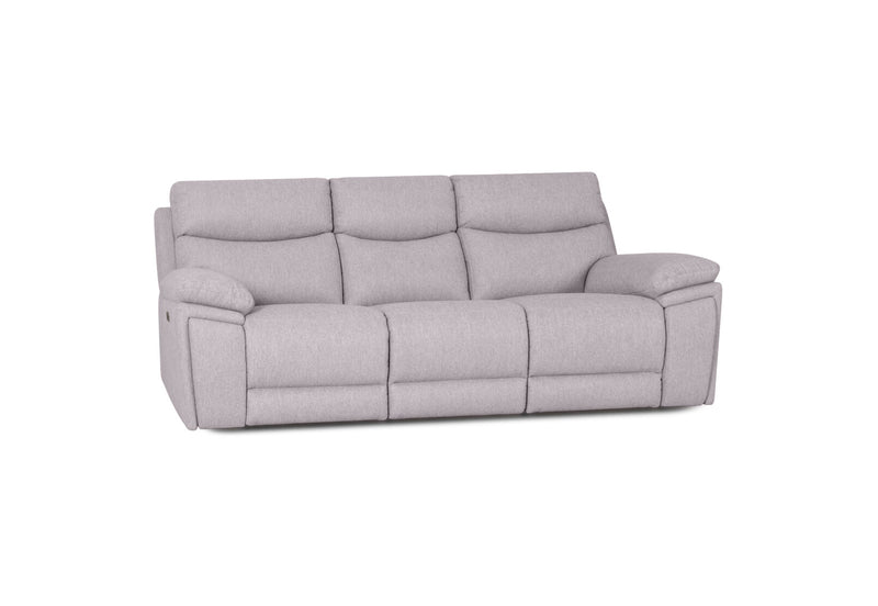 BRAVORA FABRIC 3 SEATER SOFA ELECTRIC RECLINER LIGHT GREY
