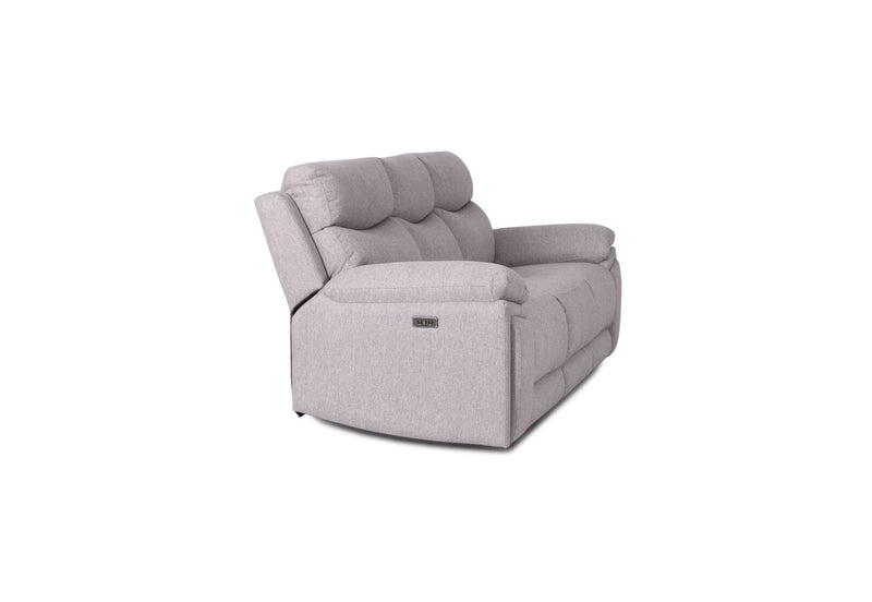 BRAVORA FABRIC 3 SEATER SOFA ELECTRIC RECLINER LIGHT GREY