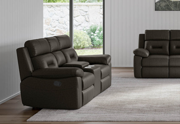 KESWICK FABRIC 2 SEATER WITH INBUILT RECLINERS & CONSOLE CHARCOAL
