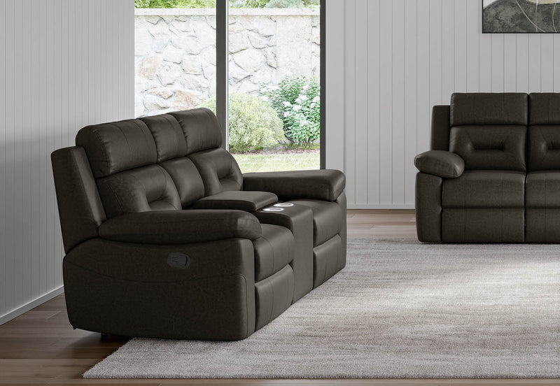 KESWICK FABRIC 2 SEATER WITH INBUILT RECLINERS & CONSOLE CHARCOAL