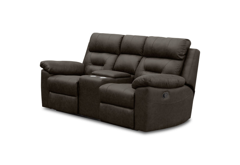 KESWICK FABRIC 2 SEATER WITH INBUILT RECLINERS & CONSOLE CHARCOAL