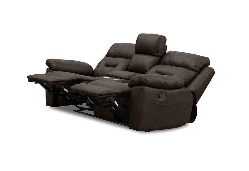 KESWICK FABRIC 2 SEATER WITH INBUILT RECLINERS & CONSOLE CHARCOAL