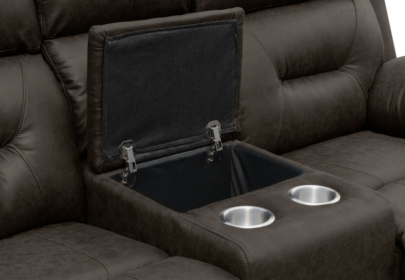 KESWICK FABRIC 2 SEATER WITH INBUILT RECLINERS & CONSOLE CHARCOAL