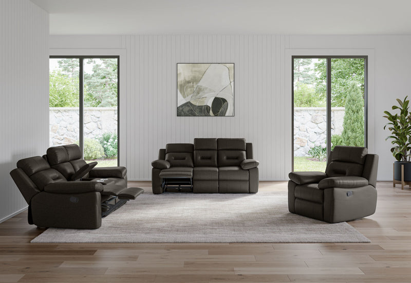 KESWICK FABRIC 2 SEATER WITH INBUILT RECLINERS & CONSOLE CHARCOAL