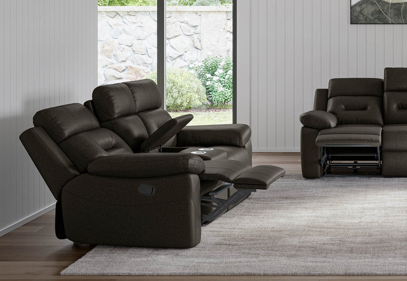 KESWICK FABRIC 2 SEATER WITH INBUILT RECLINERS & CONSOLE CHARCOAL