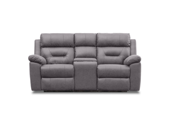 KESWICK FABRIC 2 SEATER WITH INBUILT RECLINERS & CONSOLE LIGHT GREY