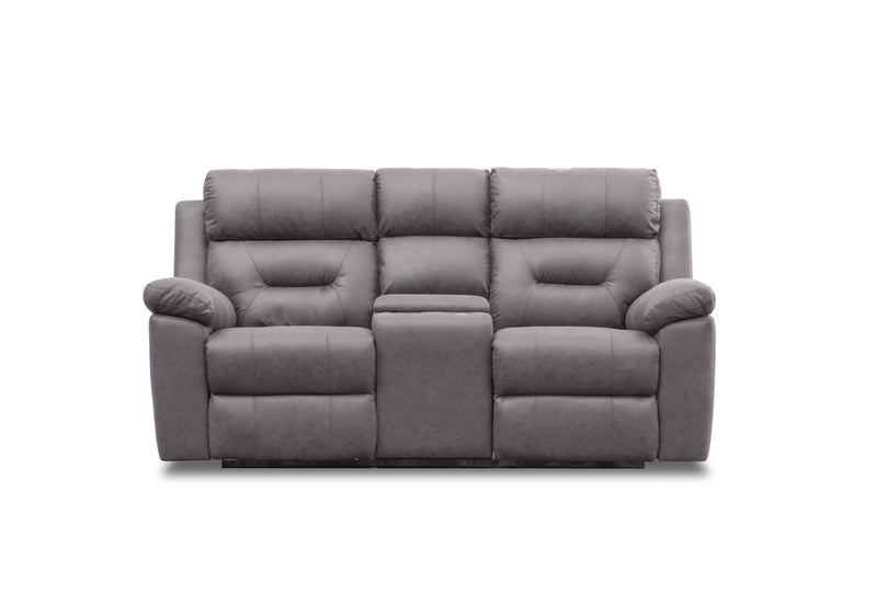 KESWICK FABRIC 2 SEATER WITH INBUILT RECLINERS & CONSOLE LIGHT GREY