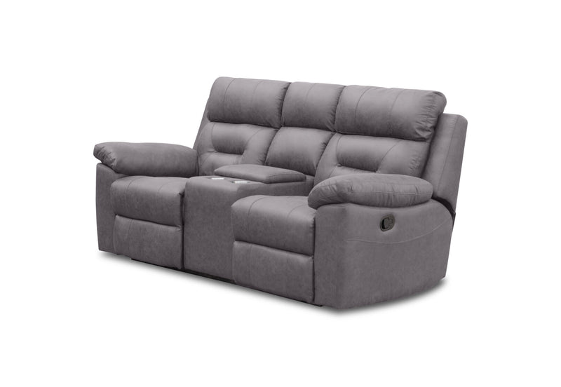 KESWICK FABRIC 2 SEATER WITH INBUILT RECLINERS & CONSOLE LIGHT GREY