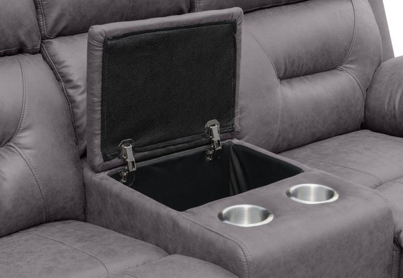 KESWICK FABRIC 2 SEATER WITH INBUILT RECLINERS & CONSOLE LIGHT GREY