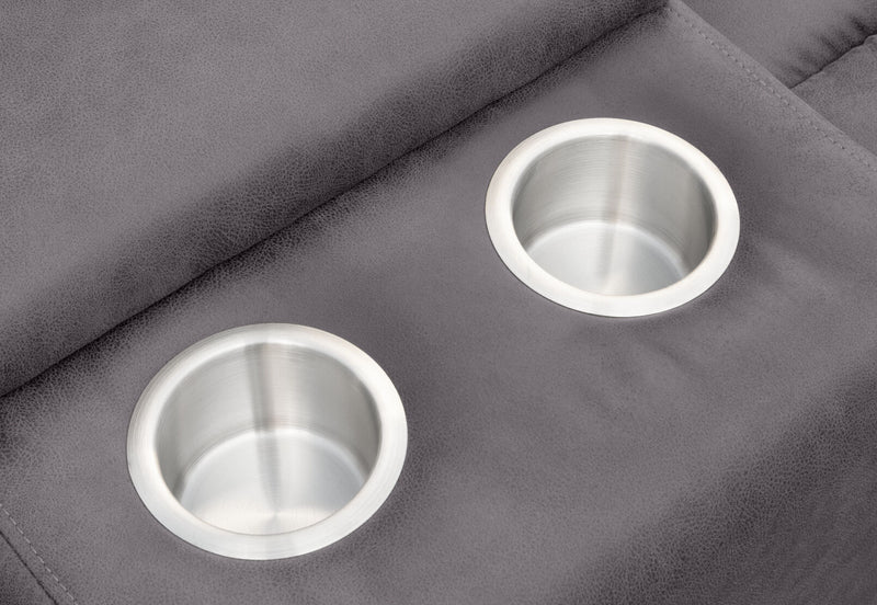 KESWICK FABRIC 2 SEATER WITH INBUILT RECLINERS & CONSOLE LIGHT GREY