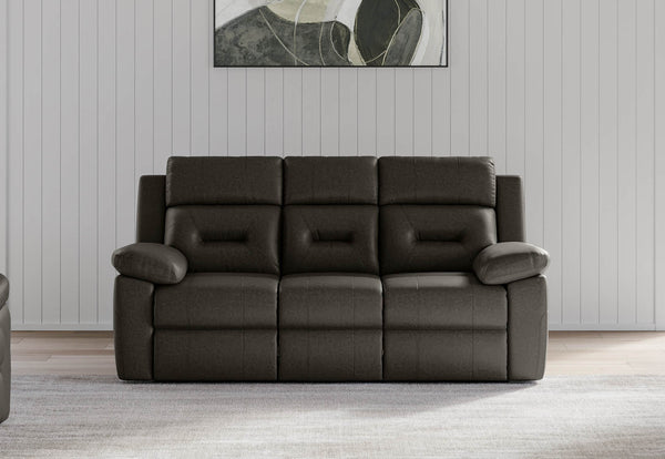 KESWICK FABRIC 3 SEATER WITH 2 INBUILT RECLINERS & DROP DOWN TABLE CHARCOAL