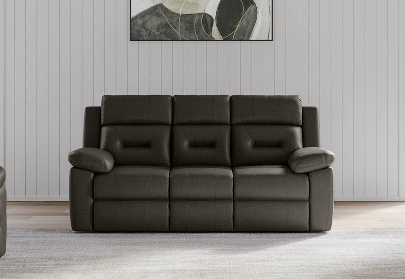 KESWICK FABRIC 3 SEATER WITH 2 INBUILT RECLINERS & DROP DOWN TABLE CHARCOAL