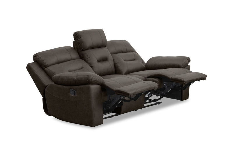 KESWICK FABRIC 3 SEATER WITH 2 INBUILT RECLINERS & DROP DOWN TABLE CHARCOAL