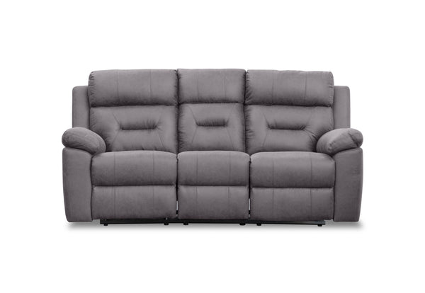 KESWICK FABRIC 3 SEATER WITH 2 INBUILT RECLINERS & DROP DOWN TABLE LIGHT GREY