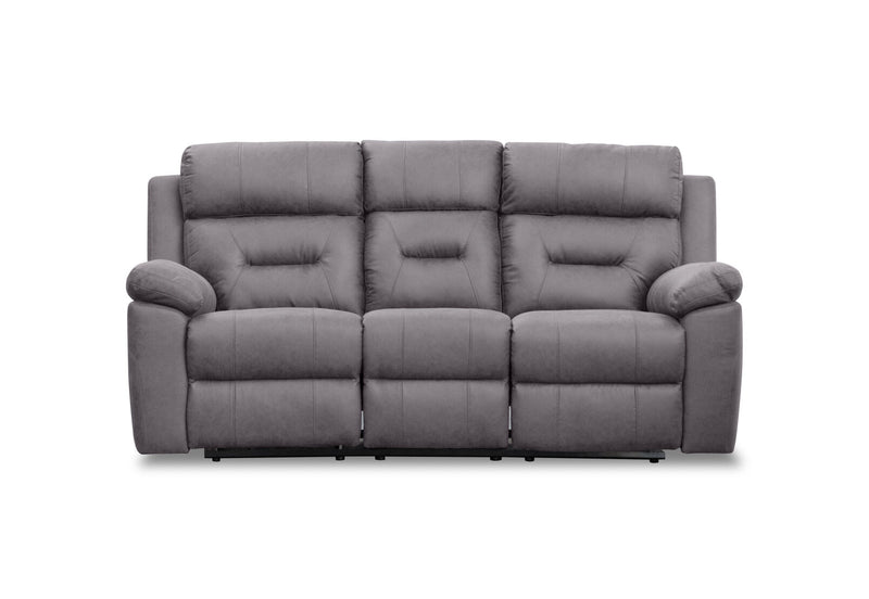 KESWICK FABRIC 3 SEATER WITH 2 INBUILT RECLINERS & DROP DOWN TABLE LIGHT GREY