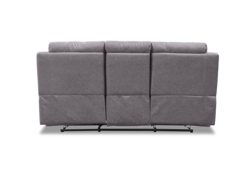 KESWICK FABRIC 3 SEATER WITH 2 INBUILT RECLINERS & DROP DOWN TABLE LIGHT GREY