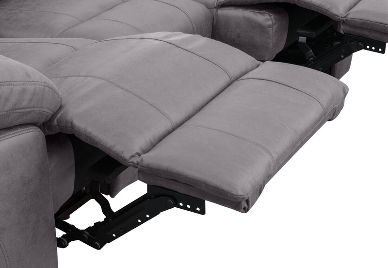 KESWICK FABRIC 3 SEATER WITH 2 INBUILT RECLINERS & DROP DOWN TABLE LIGHT GREY