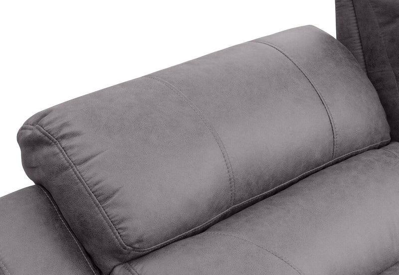 KESWICK FABRIC 3 SEATER WITH 2 INBUILT RECLINERS & DROP DOWN TABLE LIGHT GREY