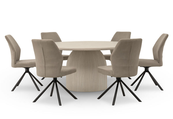 VIOLETTA 7 PIECE DINING SUITE  WHITE/GREY