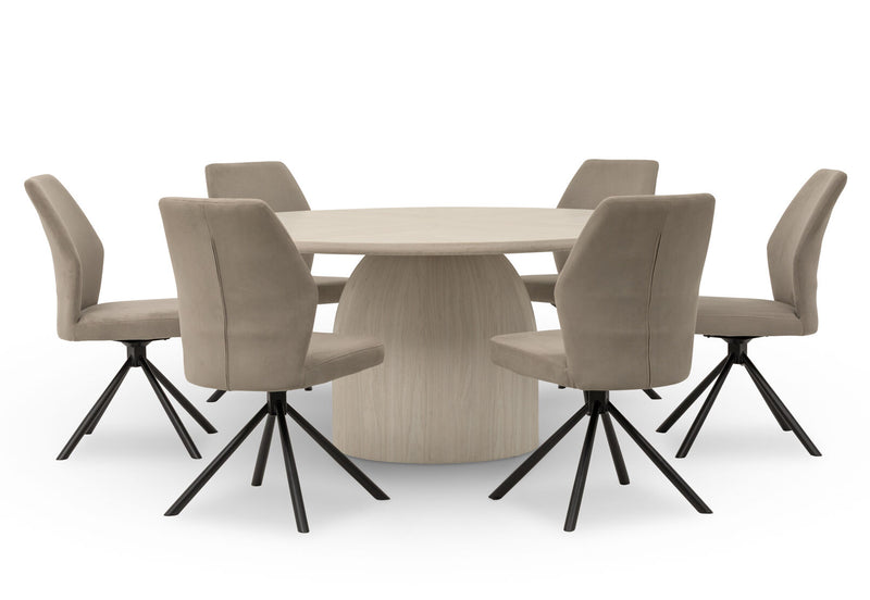 VIOLETTA 7 PIECE DINING SUITE  WHITE/GREY