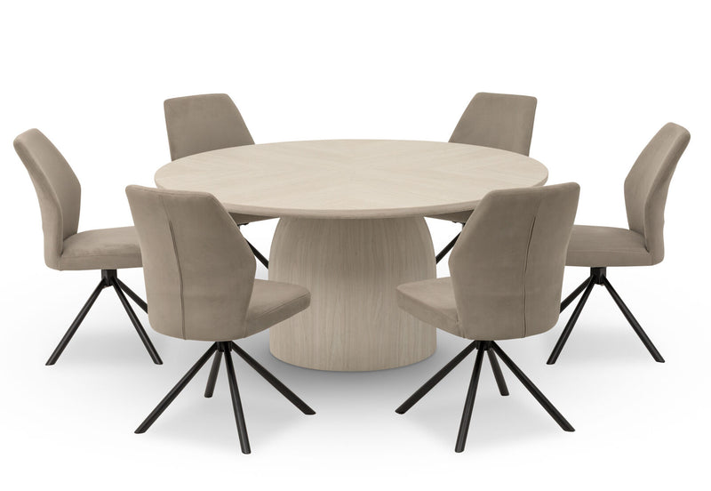 VIOLETTA 7 PIECE DINING SUITE  WHITE/GREY