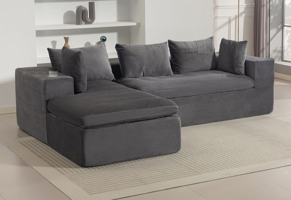 LECCE 3 SEAT SOFA WITH LHF CHAISE DARK GREY