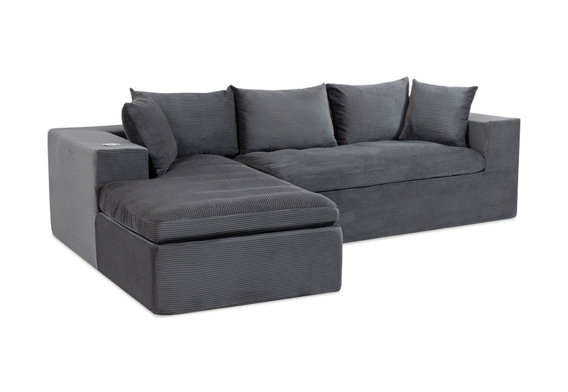 LECCE 3 SEAT SOFA WITH LHF CHAISE DARK GREY