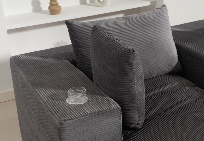 LECCE 3 SEAT SOFA WITH LHF CHAISE DARK GREY