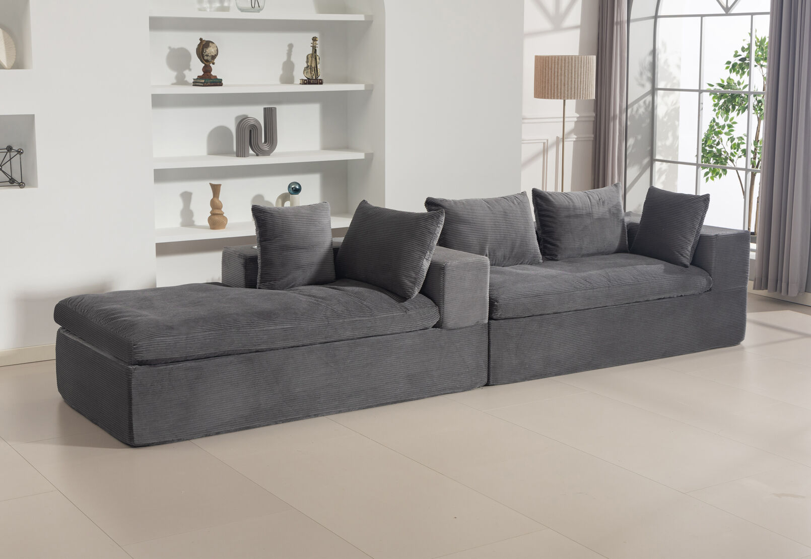 LECCE 3 SEAT SOFA WITH LHF CHAISE DARK GREY