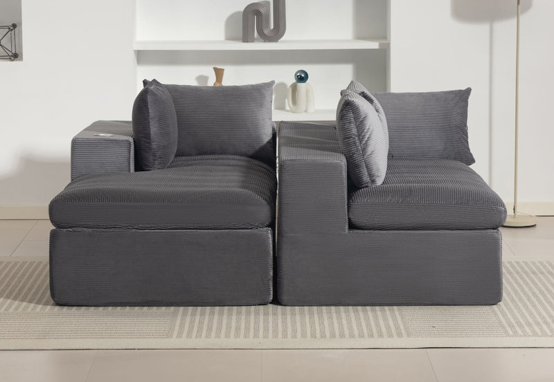 LECCE 3 SEAT SOFA WITH LHF CHAISE DARK GREY