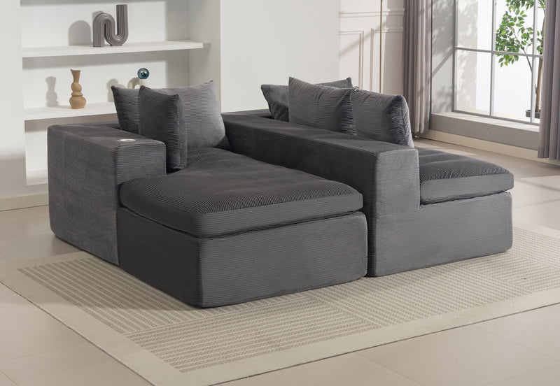 LECCE 3 SEAT SOFA WITH LHF CHAISE DARK GREY