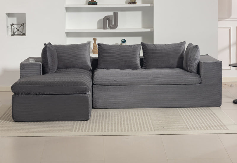 LECCE 3 SEAT SOFA WITH LHF CHAISE DARK GREY