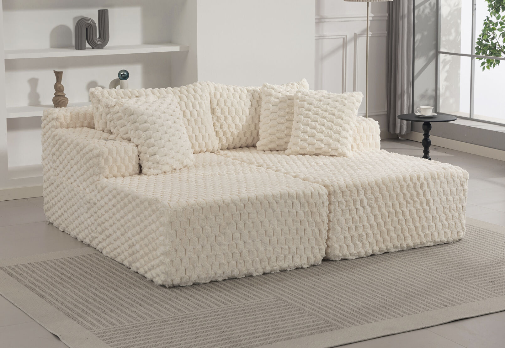 MACERATA 2 SEAT CHAISE SOFA CREAM