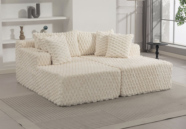 MACERATA 2 SEAT CHAISE SOFA CREAM